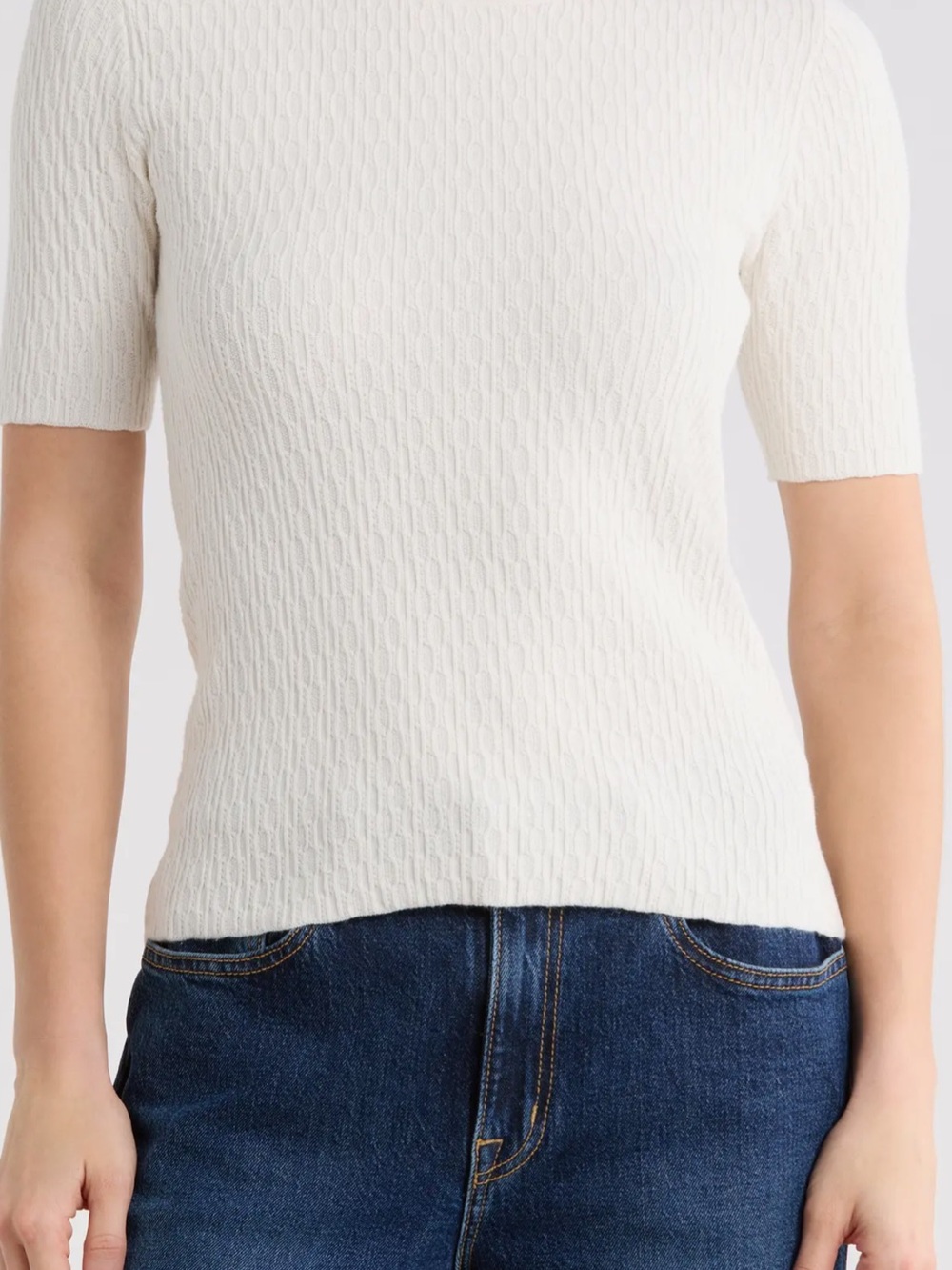 rag & bone ss crew knit shirt in Ivory